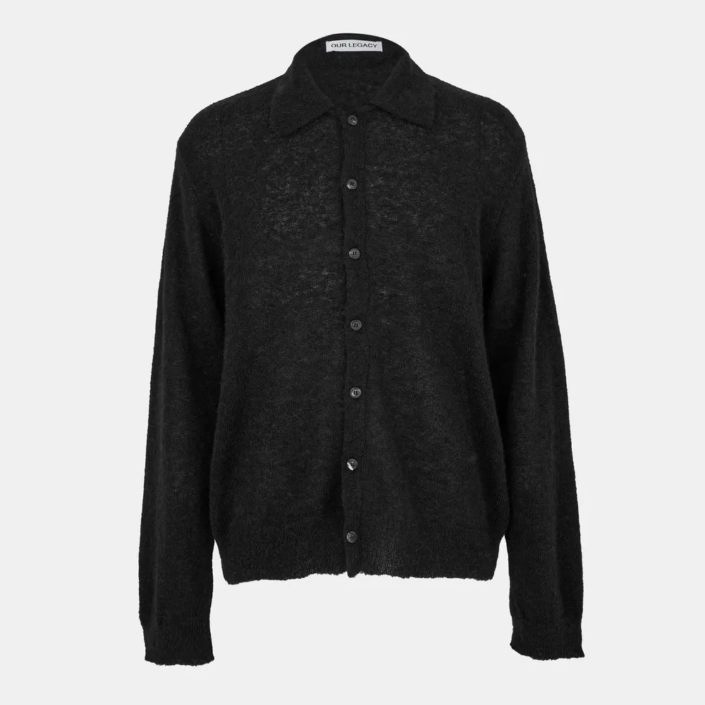 Our Legacy Men's Evening Short Sleeve Polo Shirt in Black Fuzzy – Clothing