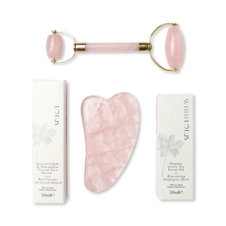 White Lotus Beauty Genuine Rose Quartz Crystal Facial Set