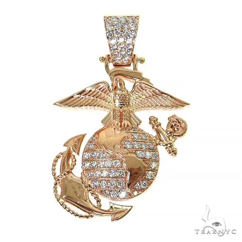 RINA - For Him CUSTOM Mini US Marines Logo Diamond Pendant 68468 in Rose Gold – Pendant