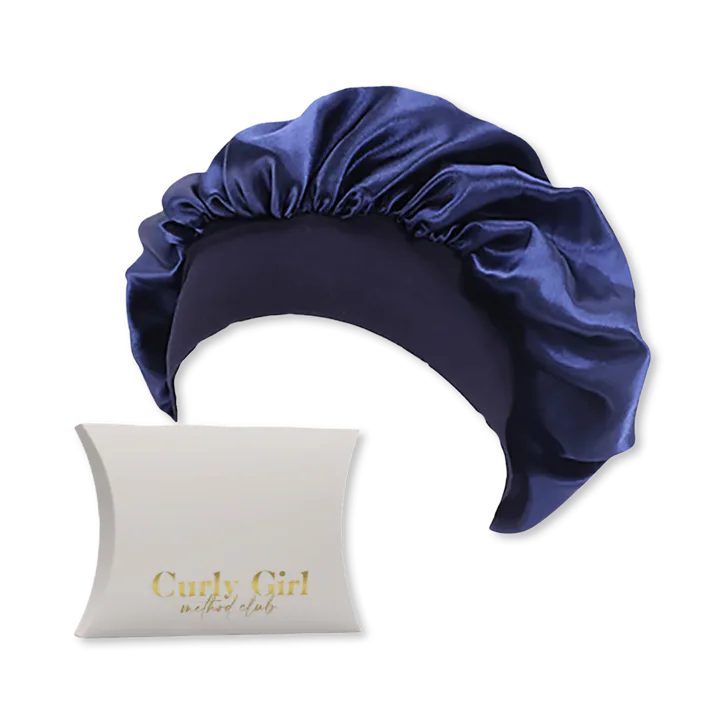 Curly Girl Method Club Satin Sleep Cap Wide Secure Head Band | Blue