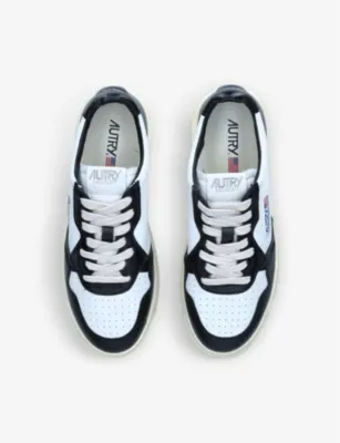 AUTRY Medalist two-tone leather low-top trainers - EUR 41 / 7 UK MEN in WHITE/BLK, additional product view 2