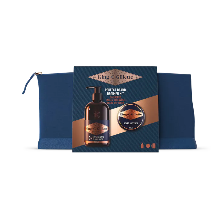 Gillette King C. Gillette Perfect Beard Regimen Kit - 3in1 Beard Wash 350ml and Beard Softener 100ml