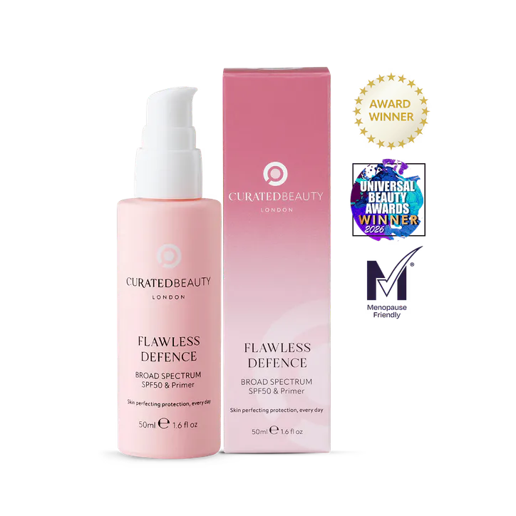 Curated Beauty London FLAWLESS DEFENCE Broad Spectrum SPF50 & Primer, 50ml