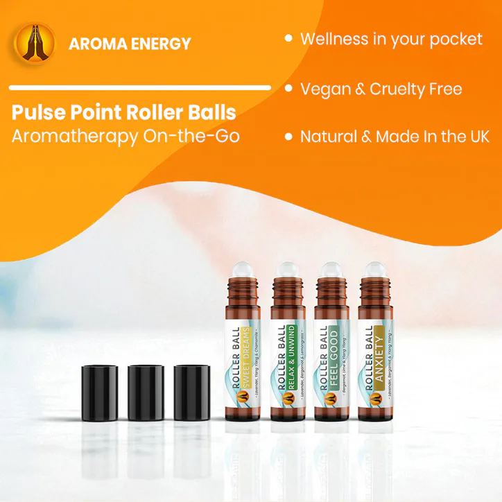 Aroma Energy 3pk Roller Ball Gift Set - Anxiety Roll On Aromatherapy Essential Oil - 10ml detail 2