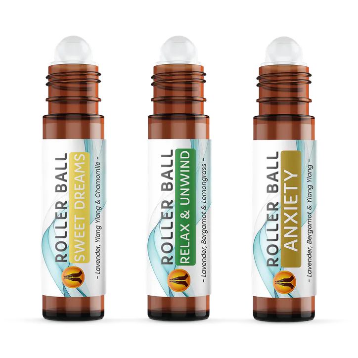 Aroma Energy 3pk Roller Ball Gift Set - Anxiety Roll On Aromatherapy Essential Oil - 10ml