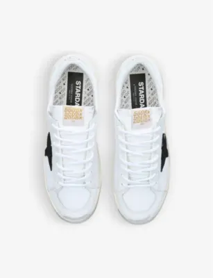 GOLDEN GOOSE Men’s Stardan low-top leather and mesh trainers - 5 in WHITE/BLK, additional product view 2