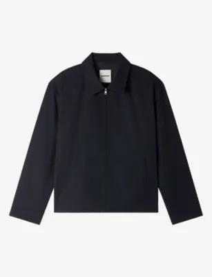 SANDRO Minimalist Zip-Up Wool-Blend Jacket - NAVY BLUE detail 2