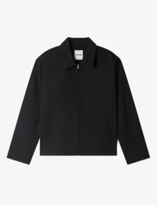 SANDRO Minimalist Zip-Up Wool-Blend Jacket - NAVY BLUE
