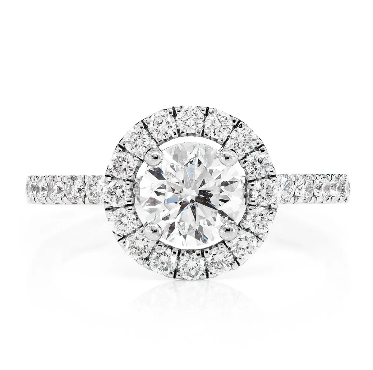 For Him One Row Halo Diamond Engagement Ring in White Gold / Lab Grown Diamond – Ring
