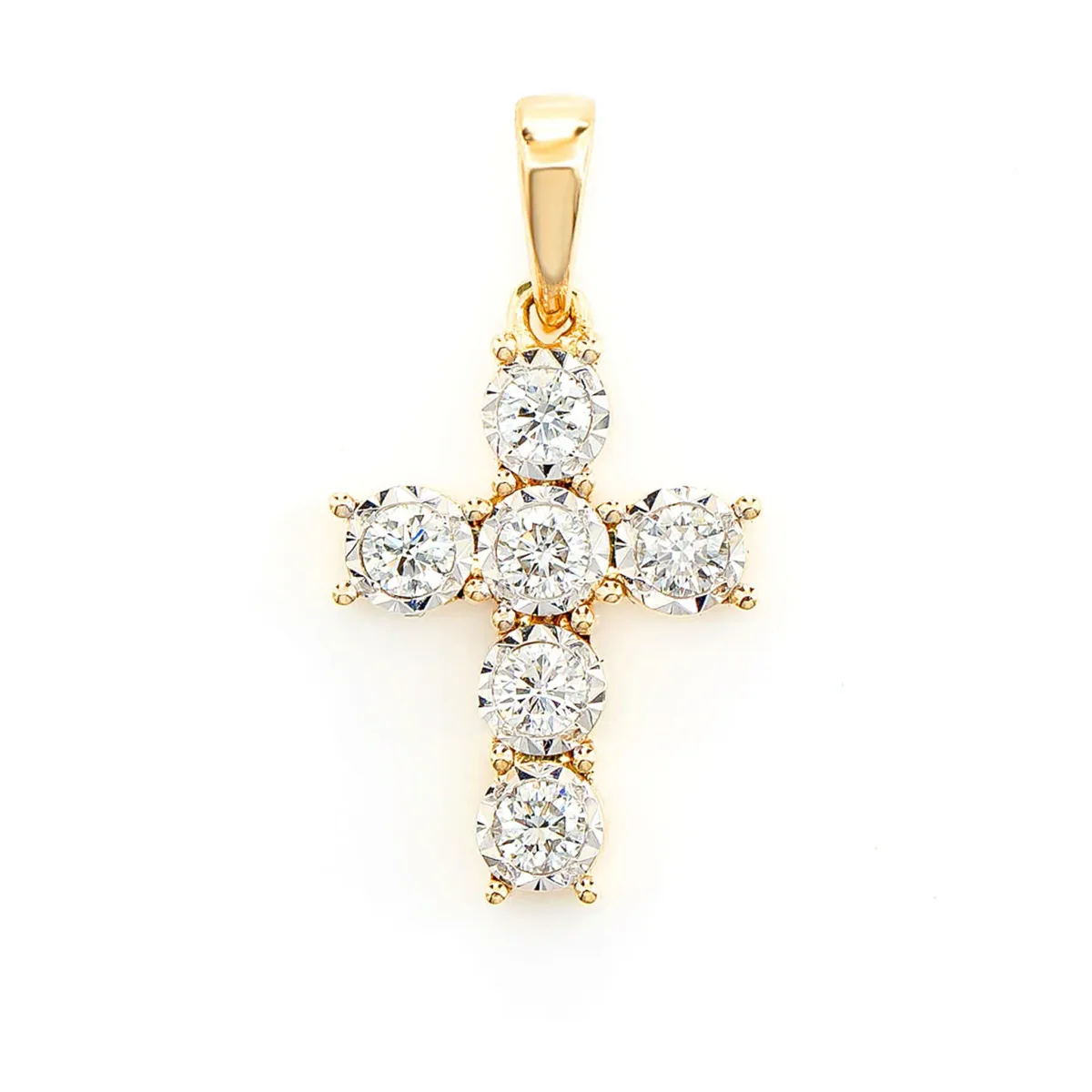 For Him Six Stone Miracle Set Diamond Cross Pendant 0.20ctw in Rose Gold / Lab Grown Diamond – Pendant