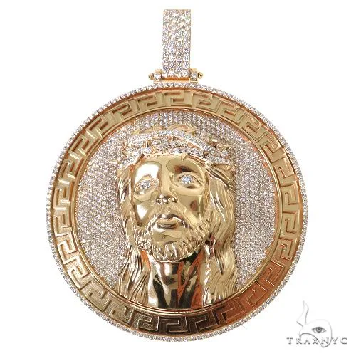 RINA - For Him CUSTOM Greek Motif Jesus Diamond Pendant [Large]67612 in Rose Gold – Pendant