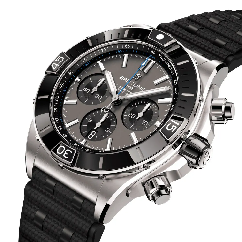 Breitling Super Chronomat B01 44mm Mens Watch Grey Rubber detail 3
