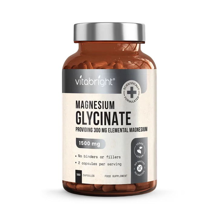 VitaBright Magnesium Glycinate 1500mg per Serving - 300mg Elemental Magnesium - 180 Capsules