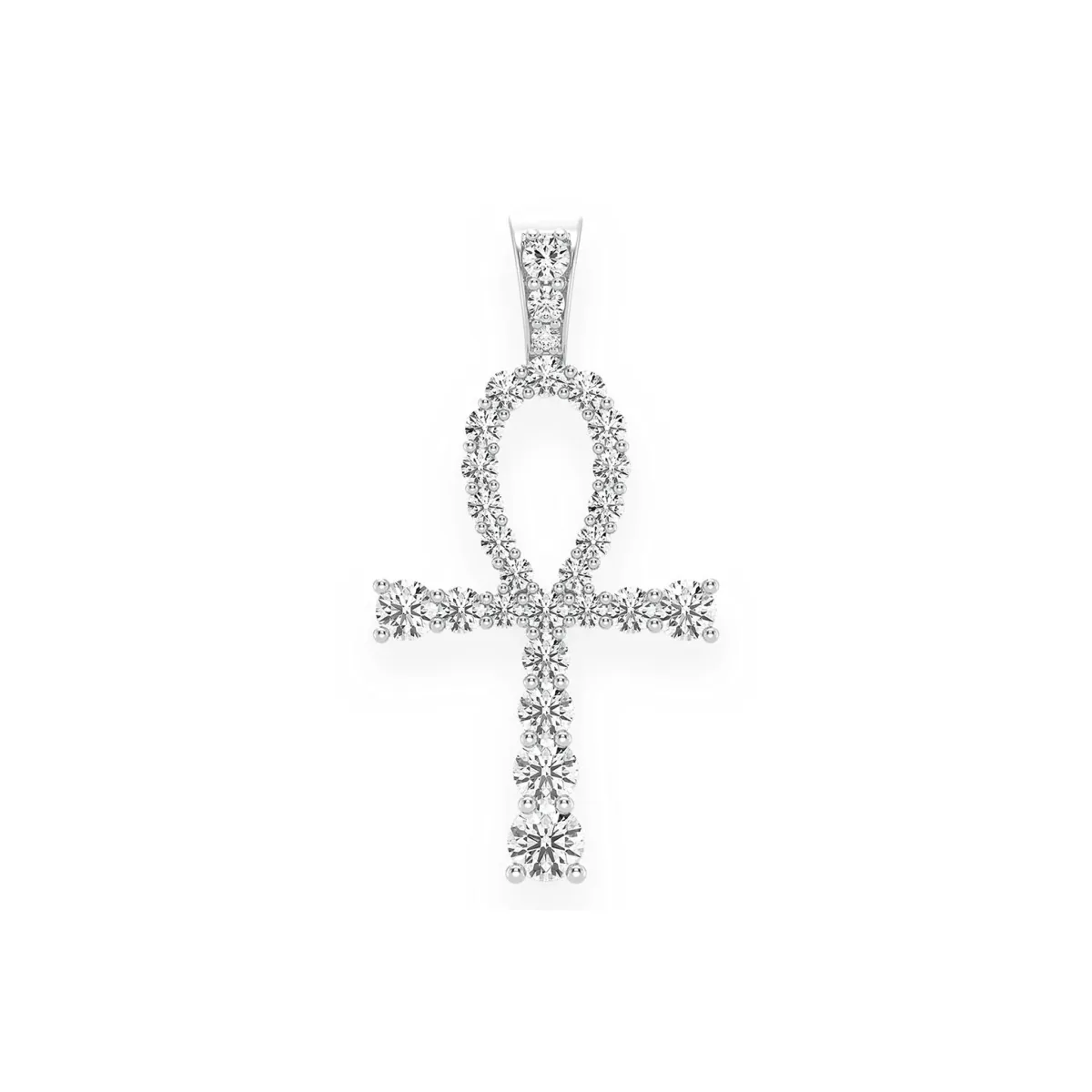 For Him Graduated Ankh Diamond Pendant in White Gold / Natural Diamond – Pendant