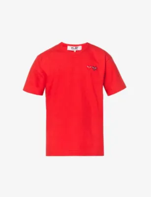 COMME DES GARCONS PLAY Double Small Heart-appliquéd cotton-jersey T-shirt