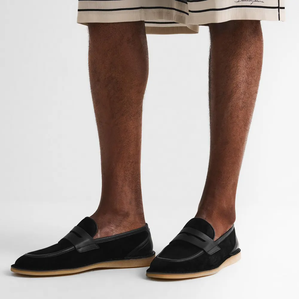Dolce and Gabbana Men's Dorada Loafers in Black/Black, additional product view 3