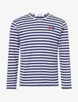 COMME DES GARCONS PLAY Double Heart Stripe Long-Sleeve Cotton-Jersey T-Shirt