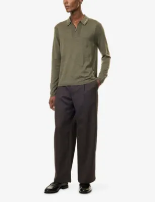 EMPORIO ARMANI Script Virgin-Wool Polo Jumper detail 2