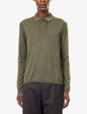 EMPORIO ARMANI Script Virgin-Wool Polo Jumper detail 3