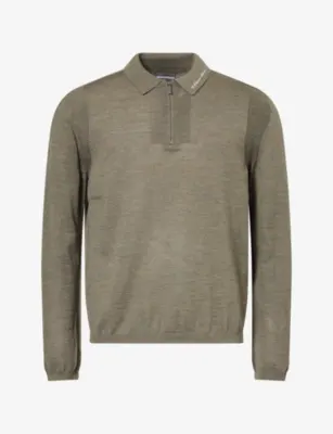 EMPORIO ARMANI Script Virgin-Wool Polo Jumper