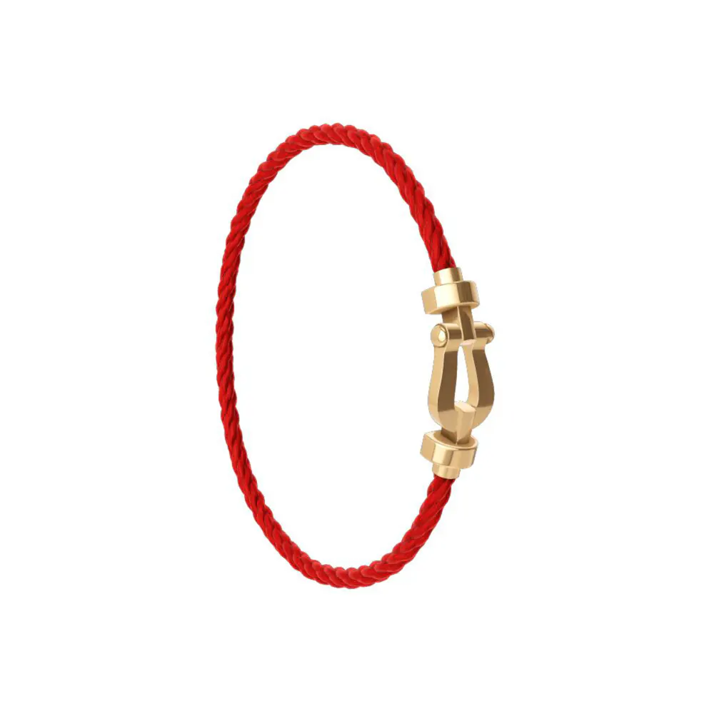 FRED Force 10 18ct Yellow Gold Buckle & Red Cable Medium Model - Size 15 detail 2