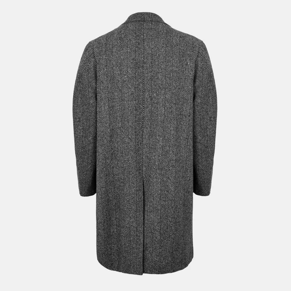 GIVENCHY Men's Wool-Mix Tailored Overcoat in Black/White, additional product view 2