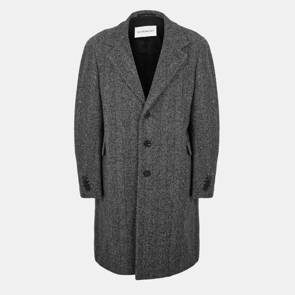 GIVENCHY Men's Wool-Mix Tailored Overcoat in Black/White – Clothing