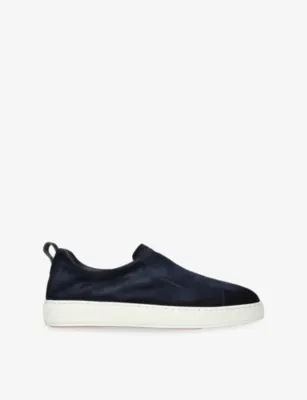 SANTONI Victory Unlined Suede Trainers - EUR 41.5 / 7.5 UK MEN in Navy – Mens | Trainers | Lace up trainers