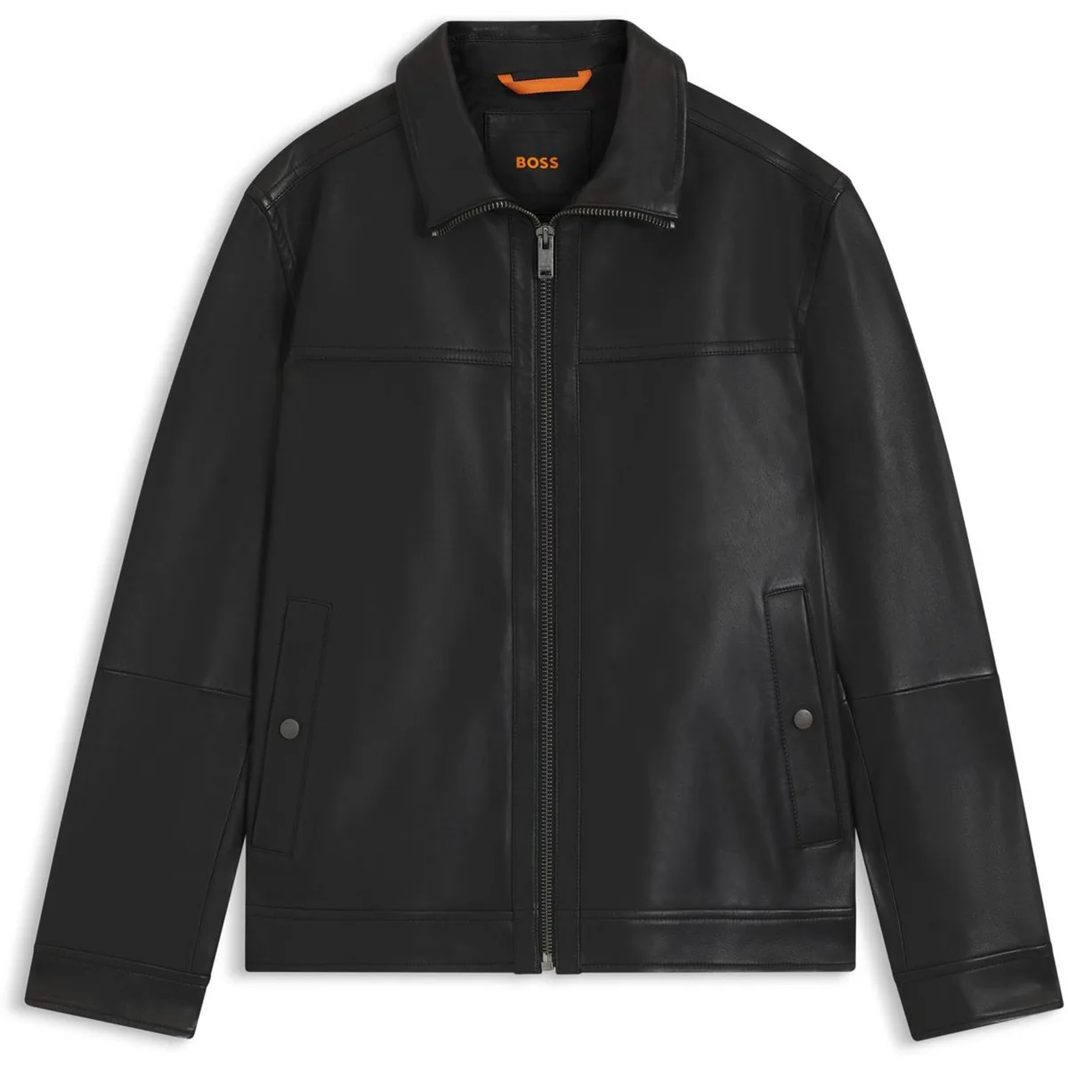 Boss Men's Jorest Orange Long Sleeve Leather Jacket