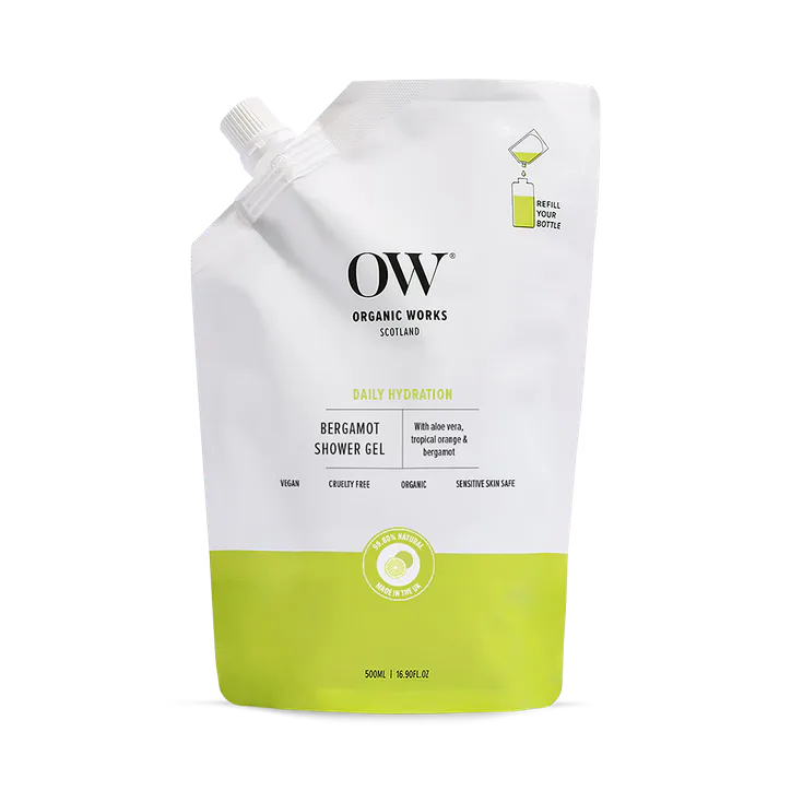 Organic Works Bergamot Shower Gel 500ml Refill Pouch