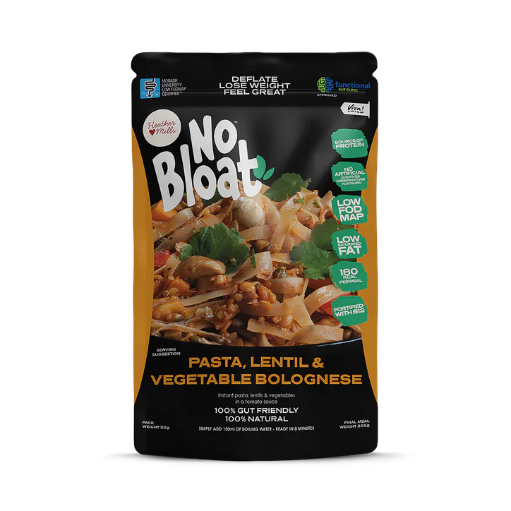 NO BLOAT Pasta, Lentil & Vegetable Bolognese 4 x 50g Pouches