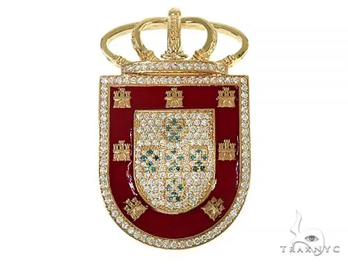 RINA - For Him CUSTOM 14K Gold Portugal Flag Emblem Diamond Pendant 66362 in Rose Gold – Pendant