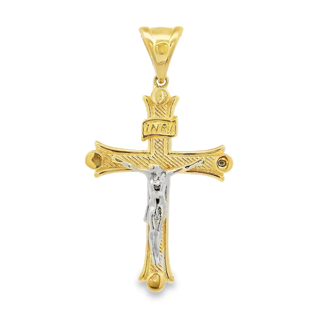 RINA - For Him FACTORY 14K Solid Two Tone Gold Cross Crucifix 64659 – Pendant