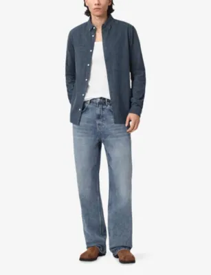 ALLSAINTS Lorella spread-collar organic cotton-blend shirt in MOONSTONE BLUE, additional product view 2