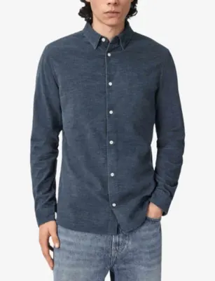 ALLSAINTS Lorella spread-collar organic cotton-blend shirt in MOONSTONE BLUE, additional product view 3
