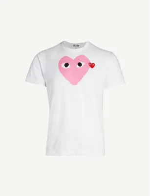 COMME DES GARCONS PLAY Heart logo-motif cotton-jersey T-shirt detail 2