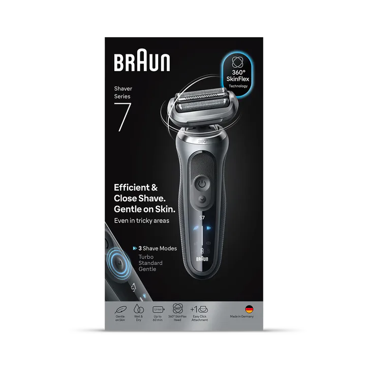 BRAUN Series 7 Electric Shaver, +1 Attachment, 72-G1200S, Grey