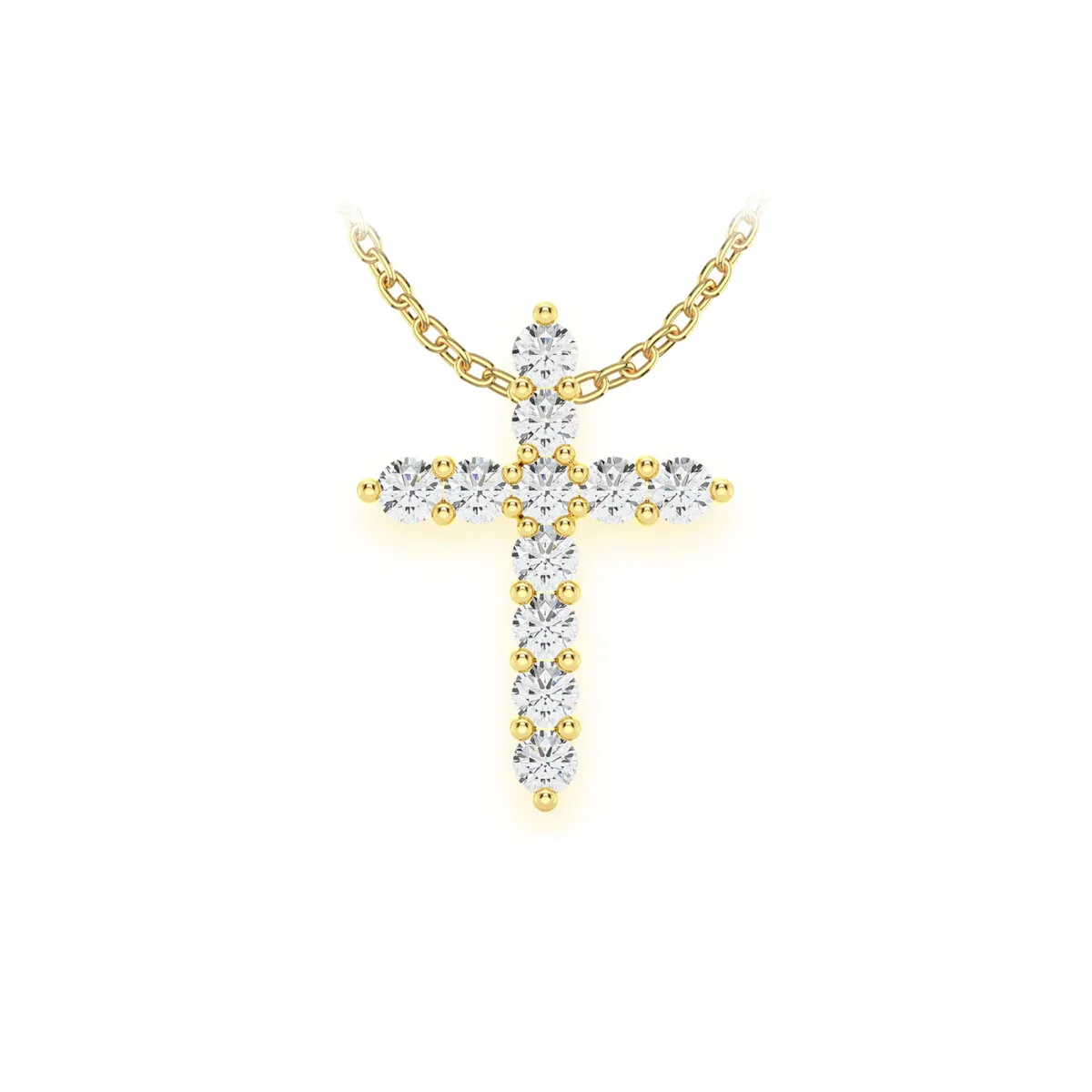 For Him 11 Stone Hidden Bail Cross in 0.40ctw / Rose Gold / Natural Diamond – Pendant