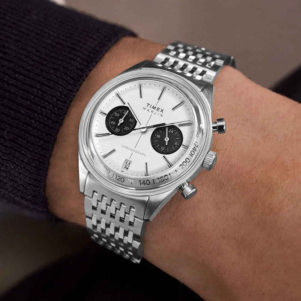 Timex Marlin Jet Quartz Chronograph 40mm Mens Watch Silver in Silver, additional product view 2
