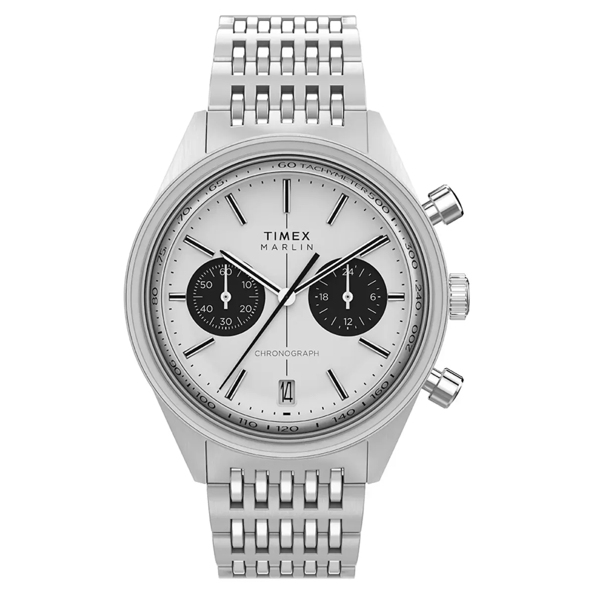 Timex Marlin Jet Quartz Chronograph 40mm Mens Watch Silver