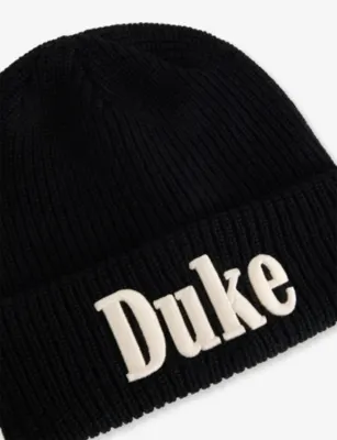 DUKE & DEXTER Logo-Embroidered Fold-Over Wool Beanie Hat detail 2
