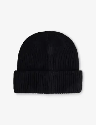 DUKE & DEXTER Logo-Embroidered Fold-Over Wool Beanie Hat detail 3