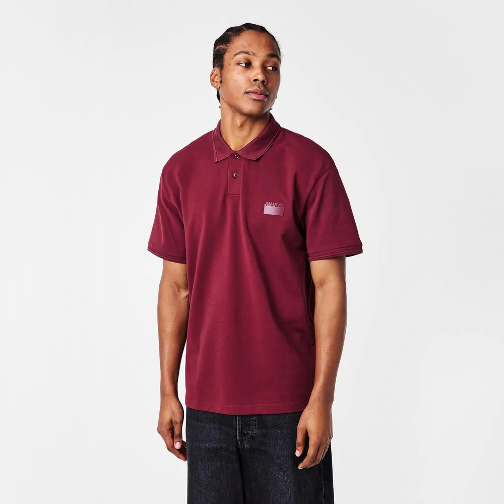 Hugo Men's Delastolo Red Cotton Short Sleeve Polo Shirt detail 3