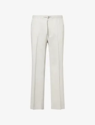 CORNELIANI Bermuda Drawstring Linen And Wool Blend Trousers