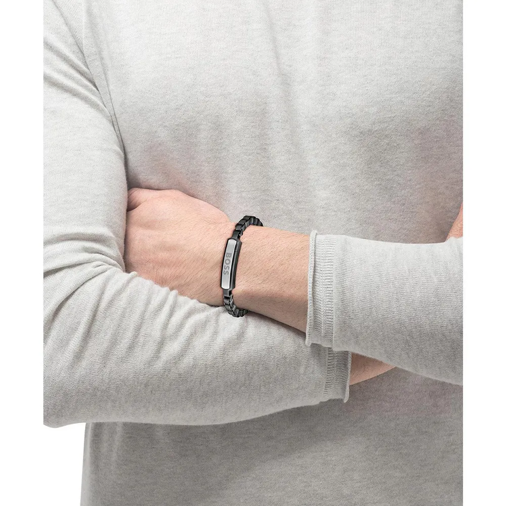 Boss Men's Devon Box Chain Magnetic Closure Bracelet detail 3
