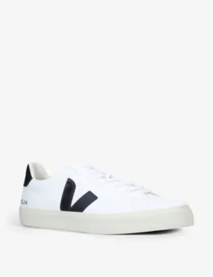 VEJA Men's Campo leather and coated-canvas low-top trainers - EUR 46 / 12 UK MEN in WHITE/BLK, additional product view 3