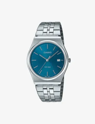 CASIO MTP Stainless-Steel Watch in SILVER / BLUE – Jewellery & Watches | Mens watches