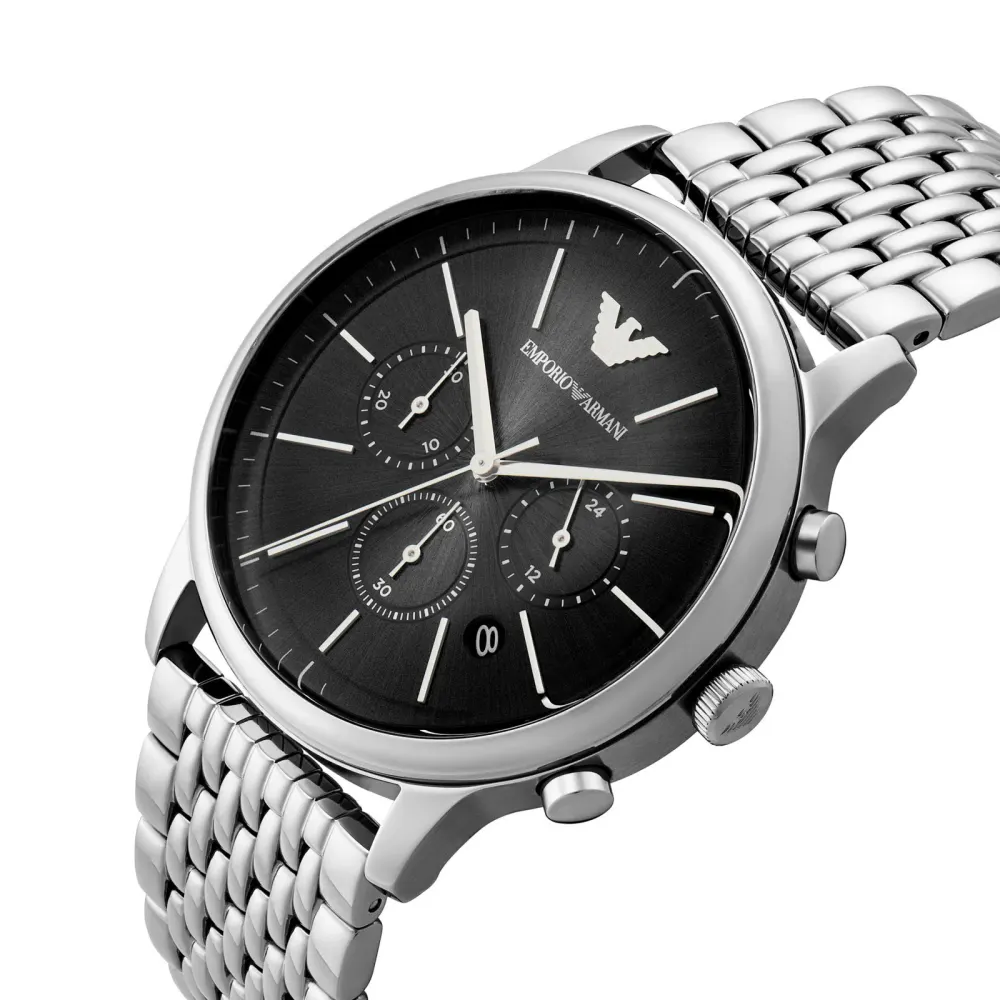Emporio Armani Chronograph 42mm Mens Watch Black in Black, additional product view 2