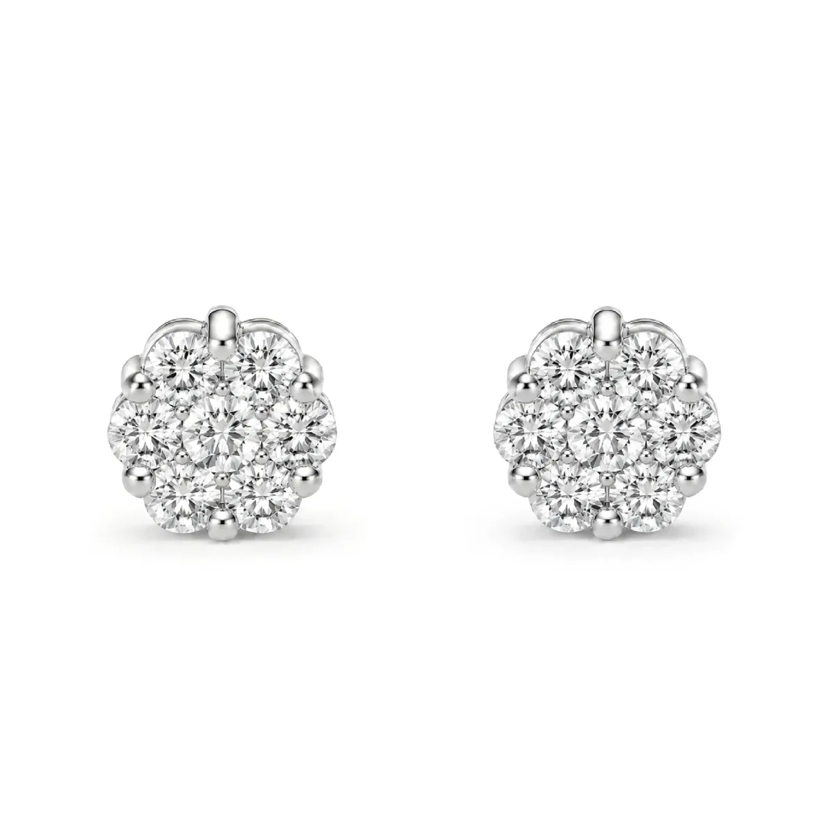 For Him Flower Diamond Studs in 0.25ctw / White Gold / Natural Diamond – Earring