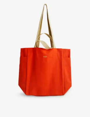 HAY Everyday Logo-Print Cotton Tote Bag - Cool Pink detail 2